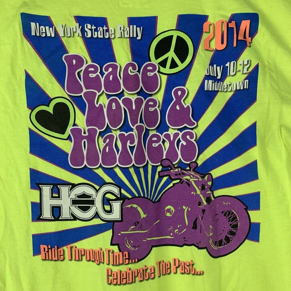 NEW YORK HOG HARLEY OWNERS GROUP‎ RALLY  2014 T-SHIRT XL MIDDLETOWN PEACE LOVE